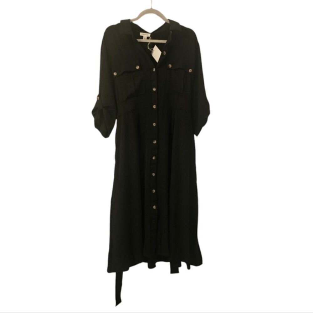 Black Tamara H Women's Shirt Style Button Up Dress